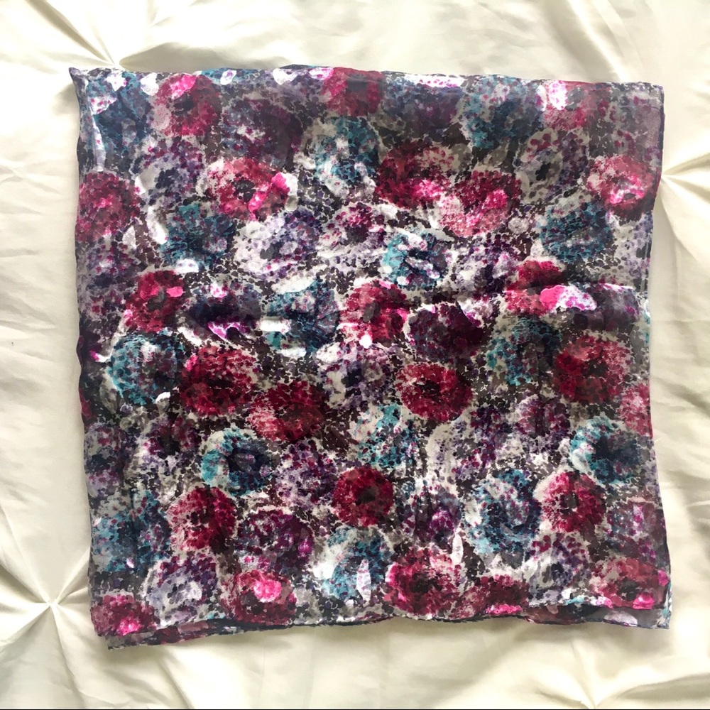 Balenciaga Pink and Blue Floral Lightweight Scarf